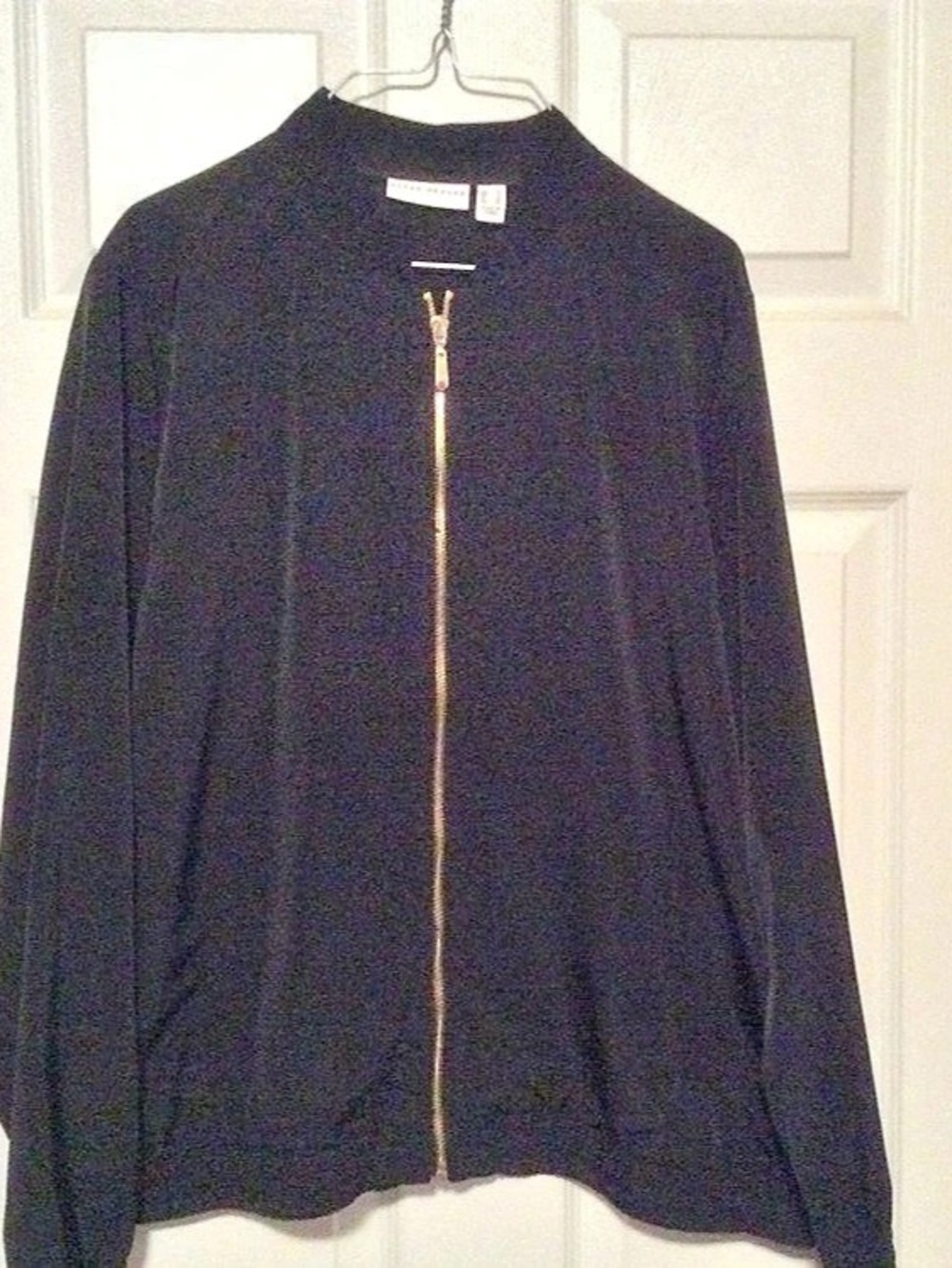 Susan Graver Women's Black Zip Bomber Jacket Size Large Like New